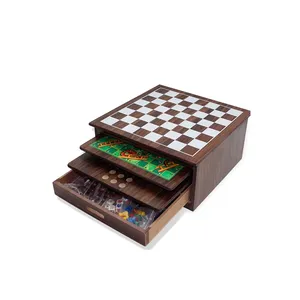 15 in 1 set di scacchi in legno gioco da tavolo di immagazzinaggio tra cui ludo mancala backgammon per il regalo dei capretti