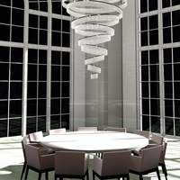 Long lustre moderne haut de gamme personnalisé de conception américaine hall d'hôtel grand lustre d'escalier d'anneaux de cercle de cristal