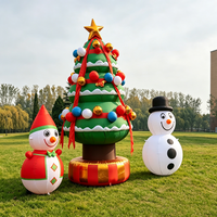 Ensemble d'arbres de Noël gonflables géants animés avec elfes et bonhommes de neige, en tissu Oxford résistant à l'eau, installation facile pour fêtes, événements et maison