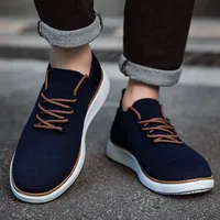 Chaussures de marche pour hommes, style business, à enfiler, en mesh, semelle intermédiaire EVA, couleur unie, confortables, légères, polyvalentes, pour l'extérieur, 3 saisons