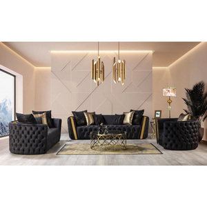Stainless Steel Frame Living Room Furniture Modern Luxury <strong>Velvet</strong> Sofa High Quality Upholstered Sofa Set for Home Hotel Lobby - Product Image 1