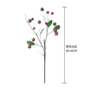 Fleur artificielle de litchi Qiwu, branche unique en mousse, rouge vin, rouge rose, décoration de mariage, style INS, plante artificielle - Product Image 4