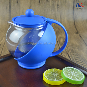 Tetera de Vidrio Azul Popular Resistente al Calor de 750 ml con Infusor y Asa de Plástico, Hervidor de Té Caliente, Jarra de Vidrio - Product Image 1