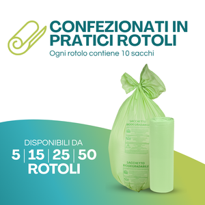 Sacchetti Biodegradabili per Rifiuti Organici 50x60 Cm 100 Rotoli Compostabili per Uso in Cucina - Product Image 3