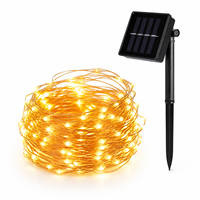 Guirlandes lumineuses solaires en fil de cuivre 100 LED 12m ou 200 LED 22m pour la décoration extérieure du jardin et du patio