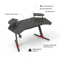 Wholesale Wooden Gaming Computer Desk with Large Desktop Dual Shelves Cup Holder & Extendable Design