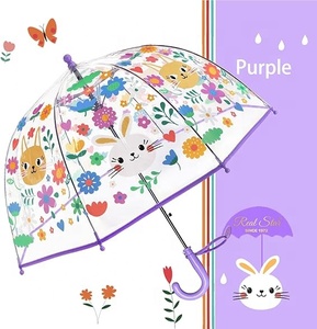 Vente en gros pas cher POE Impression personnalisée Pluie Parapluie transparent droit à la mode Parapluies transparents pour enfants - Product Image 1