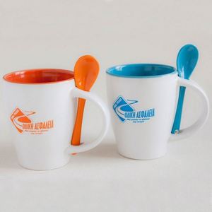 Taza de Cerámica Ecológica con Asa Creativa y Personalizada, Juego de Tazas de Café de Cerámica para Viaje con Cuchara, para Promociones - Product Image 3