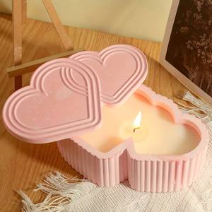 MUYULINS Concrete Candle Holder DIY Cement Plaster Valentine's Day Storage <b>Box</b> <b>Heart</b>-<b>Shaped</b> Silicone Mold - Product Image 2