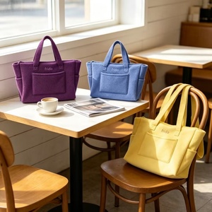 Sac fourre-tout pour femme en tissu éponge réutilisable, écologique, de haute qualité, avec fermeture éclair, grande capacité, design portable, couleur personnalisable - Product Image 3