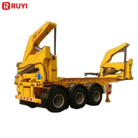 Semi-remorque élévateur latéral pour conteneurs en acier RUYI 37 tonnes 20FT/40FT, plateforme hydraulique à crochet, 3 essieux, auto-chargeante, prix usine