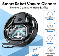 Aspirateur robot ultra-plat en plastique, aspiration 6000 Pa, autonomie de 210 minutes, fonctionnement silencieux, filtration HEPA, batterie Li-Ion