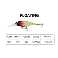 Vente en gros Hameçons triples à plumes réalistes 70mm 10g 11 couleurs, avec yeux 3D et anneaux à forte tension, flottants pour la pêche en mer depuis bateau