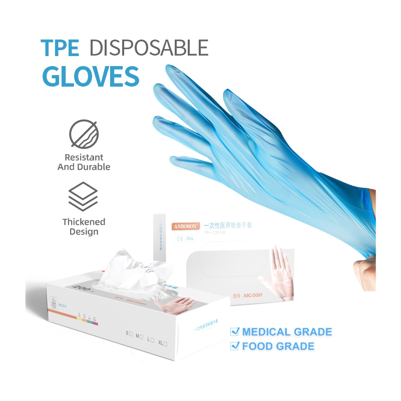 Средний экзамен больница ТПЭ хирургические одноразовые без порошка Guanti Monouso коробка стерильные перчатки из медицинского пластика