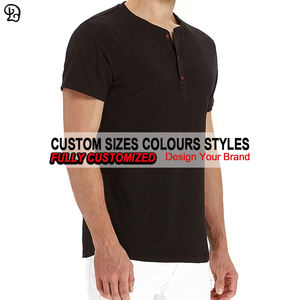 Mode pour hommes personnalisée Henley T-Shirt à manches courtes doux tricot respirant décontracté basique T-shirt quotidien tenue hauts été coton chemises - Product Image 5