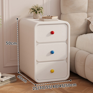 Solid Wood Small Minimalist Modern <strong>Compact</strong> Children's Cream-colored Ultra-narrow <strong>Bedside</strong> <strong>Table</strong> for Home Bedroom Storage Cabinet - Product Image 1