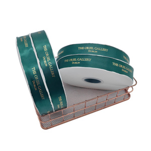 Ruban Grosgrain/<span class=keywords><strong>Satin</strong></span> <span class=keywords><strong>Vert</strong></span> 100% Polyester Personnalisé de Luxe Imprimé en Feuille d'Or 3D Écologique pour Cadeau de Naissance et Anniversaire - Product Image 6