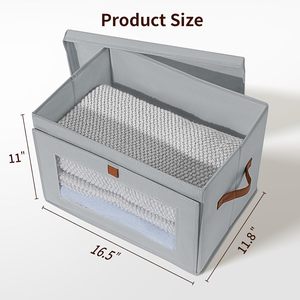 Cubes de rangement pliables en tissu avec fenêtre en PVC et poignées pour l'organisation du placard, bacs de rangement avec couvercles - Product Image 2