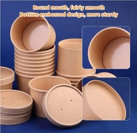 Boîte à lunch jetable ronde bol à soupe en papier kraft bol à emporter emballage de salade tasse ronde avec couvercle