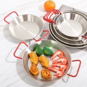 กระทะทอดแบนขนาดเล็กสีทองอุปกรณ์เครื่องครัวสแตนเลสสีเงินกระทะ <span class=keywords><strong>Paella</strong></span> - Product Image 3