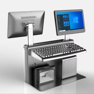 Siêu thị lối đi tất cả-trong-một 14 + 14 inch Bàn phím hệ thống POS màn hình cảm ứng tiền mặt đăng ký hiệu quả điểm bán hàng công nghệ - Product Image 1