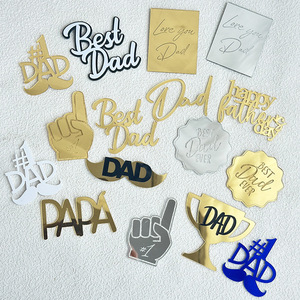 Honey And Sweetness Father's Day Cake Decoration <b>Acrylic</b> Cupcake Toppers For Dad Party Supplies - Product Image 1