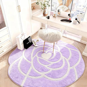 Tapis décoratif rond à motifs floraux, imitation cachemire, absorbant, pour la maison, tapis de chevet, confortable, facile d'entretien, nettoyage localisé - Product Image 3