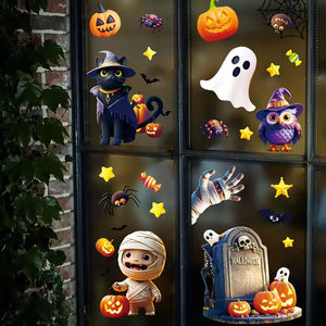 Autocollants décoratifs créatifs d'Halloween personnalisés Citrouille Statique pour fenêtre Décoration de fenêtre Déguisements de fantômes Autocollants pour vitres - Product Image 1