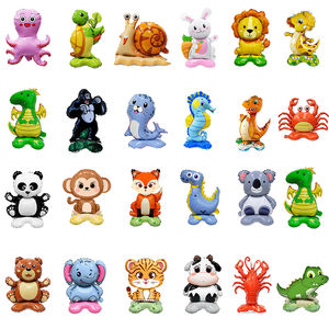 Vente en gros de ballons en aluminium de dessin animé mignon Nouvel An Lion et Panda Animaux de fête de la jungle-Se tenir debout - Product Image 2