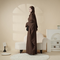 Nouvel ensemble abaya décontracté à devant ouvert avec hijab, robe longue élégante et chic de style Dubaï pour femmes musulmanes, vente en gros