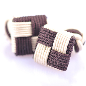 Gemelos de botón de nudo cuadrado de seda de dos tonos para hombres para trajes camisas bodas aniversarios compromisos fiestas regalo - Product Image 3