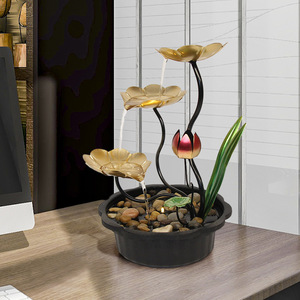 Fontaine de bureau en métal Feng Shui avec eau circulante pour la décoration de bureau - Product Image 3