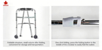 Déambulateur en alliage d'aluminium HONGYE, 8 niveaux de hauteur réglables, cadre pliable, capacité de charge de 100 kg, aide à la marche pour personnes âgées, réadaptation