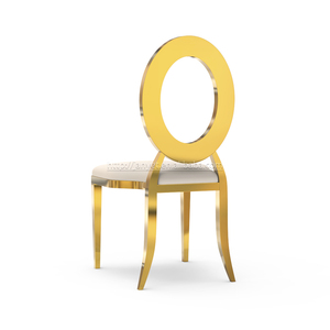 Venta al por mayor, silla de comedor de acero inoxidable dorado de diseñador de eventos reales de lujo a la venta - Product Image 4