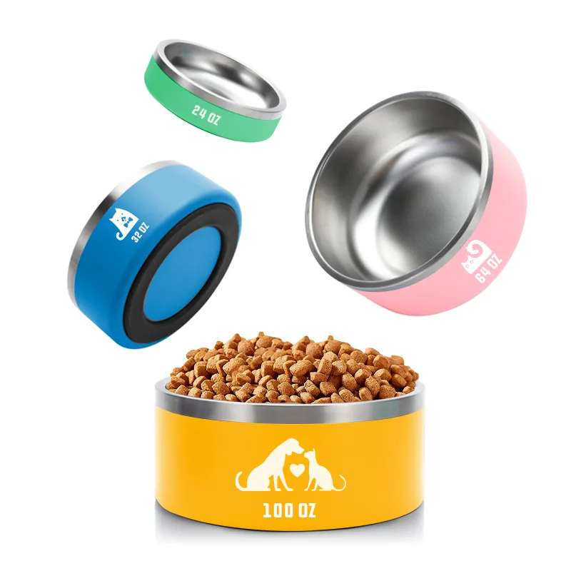 Everich produtos para animais de estimação, venda quente de 24/32/64/100 oz, 2022 everich, em aço inoxidável, tigela de água para cão e gato de estimação, tigela