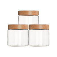 Pots cosmétiques transparents Vanjoin 4oz 8oz 500ml 800ml 1L, contenants pour gommage corporel, pots en plastique PET vides avec couvercles en bois de bambou