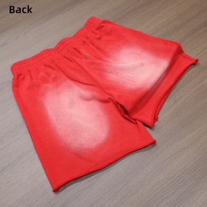 Custom Logo Washed Distressed Streetwear Men's Shorts High Quality French Terry Fabric Blank Sun Faded Design Shorts - Product Image 2