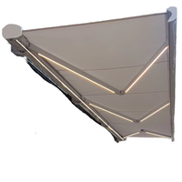 Auvent rétractable électrique, imperméable et coupe-vent pour terrasse de villa, cadre en aluminium blanc, acrylique, télécommande, balcon, extérieur, jardin