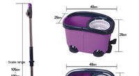 EAST-Vadrouille et seau en microfibre violette facile à nettoyer avec manche extensible et tête en coton pour le nettoyage des sols 360
