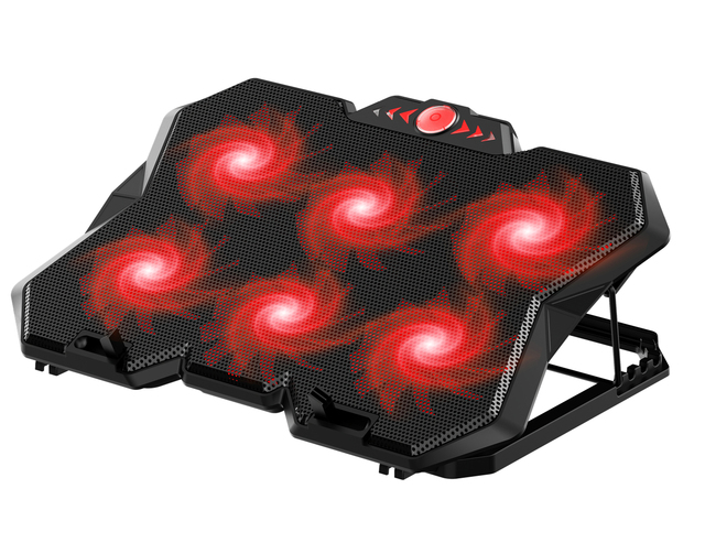 Private Tooling Laptop Cooling Pad 6 Big Fans 2 USB Ports Adjustable Height Strong Power Wind Speed Changeable Used Stock