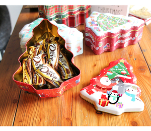 Pabrik Cina Desain Kustom Pohon Natal Berbentuk Dekorasi Ornamen Kue Permen Coklat Kemasan Kotak Timah Logam - Product Image 2