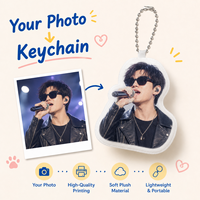 Porte-clés en peluche personnalisé avec photo, cadeau pour fans de célébrités, gadget de concert, jouet à presser qui couine, vente en gros
