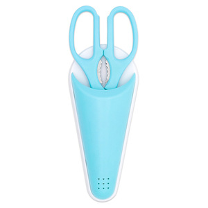 <b>Kitchen</b> <b>Scissors</b> Stainless Steel Blue Straight Head Home Use With Magnetic Sleeve - Product Image 4