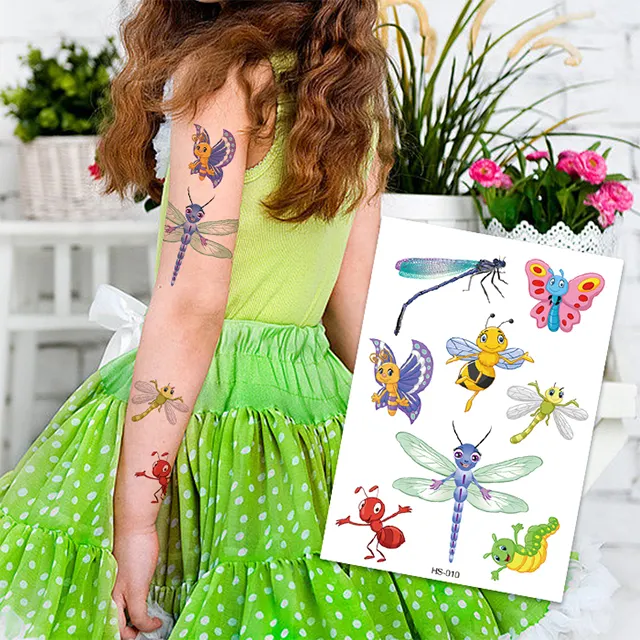 Impressão a tinta impermeável colorida 3D Honeybee Sticker Tattoo Sticker mais de 10000 diferentes desenhos de tatuagem em estoque para venda