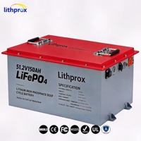 Batería LiFePO4 51.2V 150AH Grado A 6000 Ciclos Batería Marina de Litio RS485 BMS Inteligente Terminal M8 CE RoHS IP67 Servicio OEM ODM