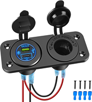 Panneau de commande marin 2 modules étanche avec chargeur USB QC3.0 PD Type-C et prise allume-cigare 12V pour VR, bateau, caravane, tout-terrain