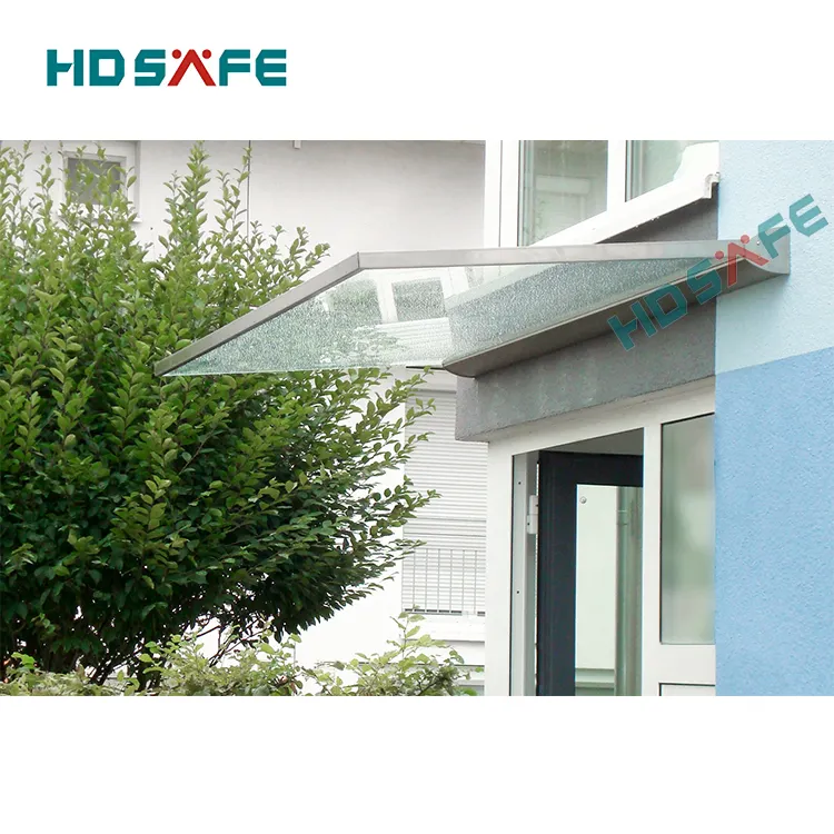 HDSAFE उच्च गुणवत्ता एल्यूमीनियम धातु फ्रेम टेम्पर्ड ग्लास चंदवा शामियाना स्थापित करने के लिए आसान खिड़की प्रवेश द्वार दरवाजा चंदवा