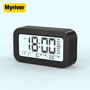 Myriver Jam Alarm Lipat LCD Multifungsi, Jam Alarm dengan Pengatur Kelembapan Suhu, Jam Alarm Lipat Perjalanan