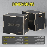 OKPRO - Caja Pliométrica de Madera Negra 3 en 1 para Entrenamiento Físico, Ejercicio y Gimnasio