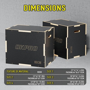 OKPRO Box Pliometrico in Legno Nero 3 in 1 per Allenamento <span class=keywords><strong>Fitness</strong></span>, Esercizi e Ginnastica - Product Image 3
